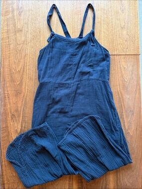 Pact Black Coastal Double Gauze Tie-Strap Jumpsuit M